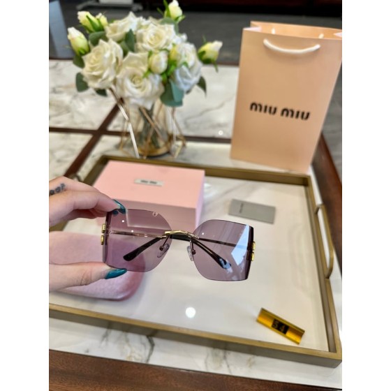 Miu Miu Rimless Purple Sunglasses with Gold Accents